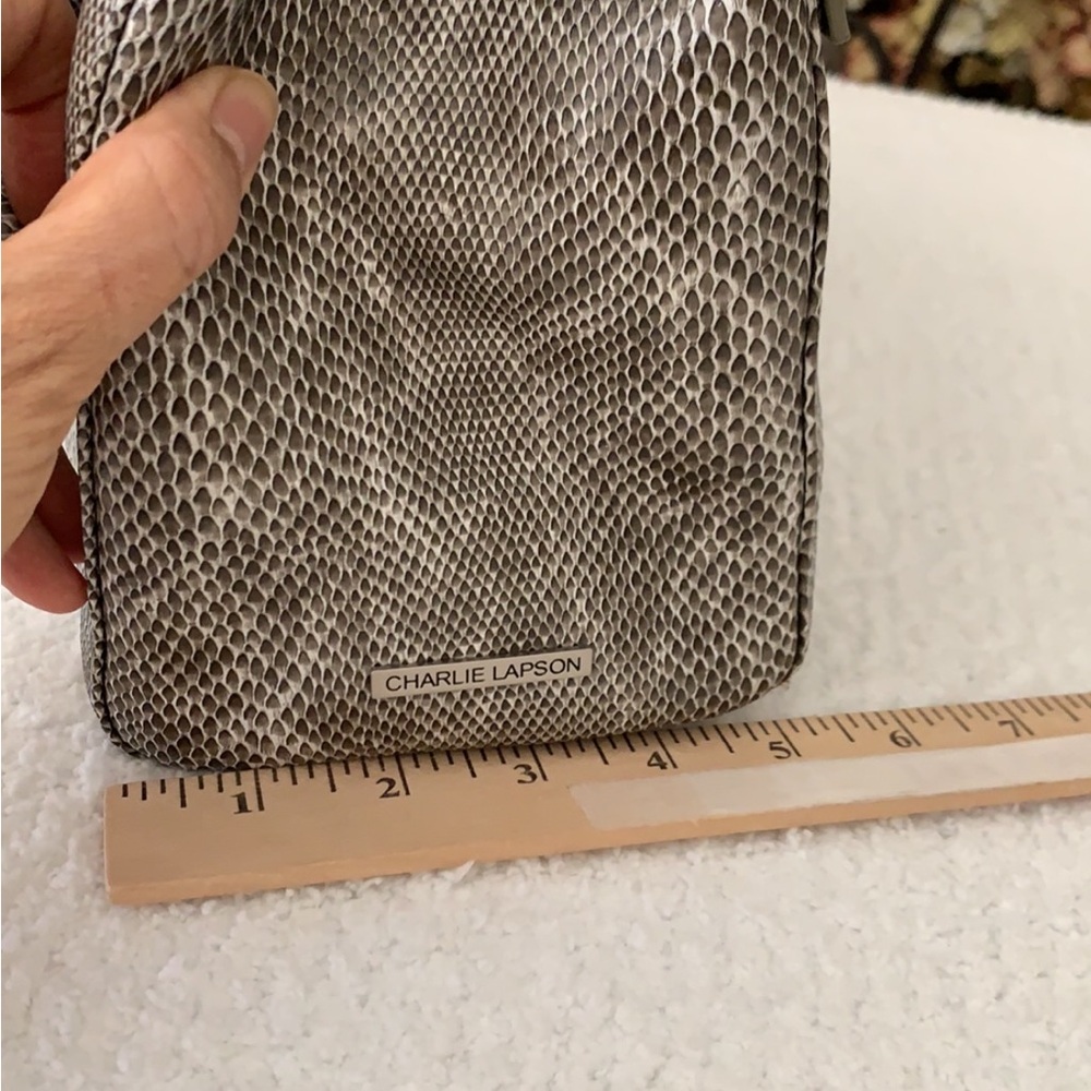 Elegant Snake Print Leather Handbag by Charlie Lapson - Picture 15 of 17